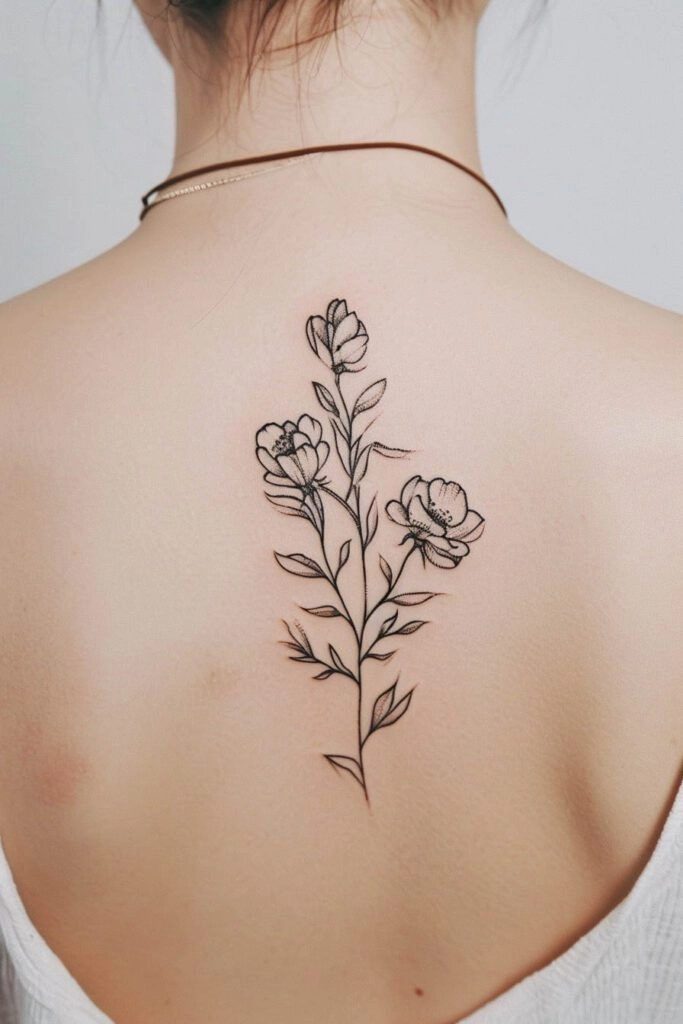 Referência de tatuagem floral nas costas